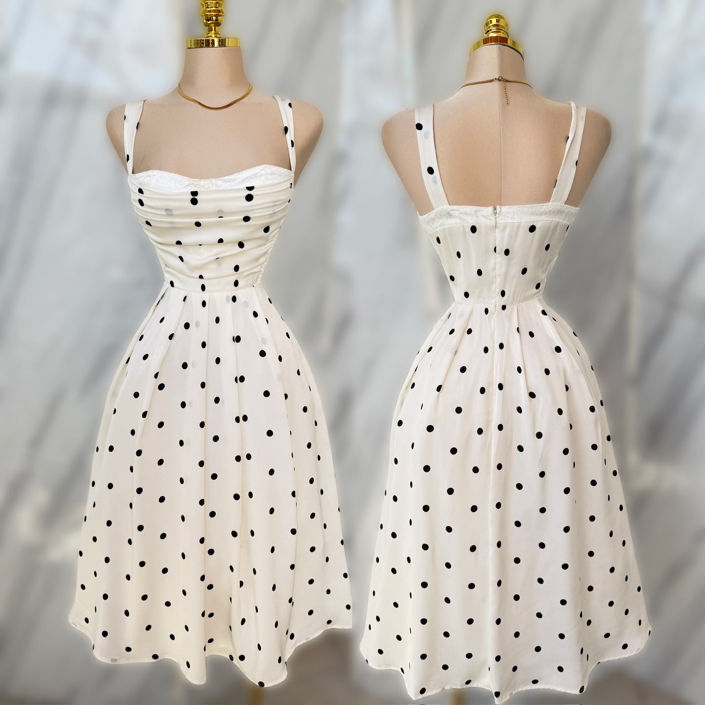 Vestido blanco lunares 🤍 satin