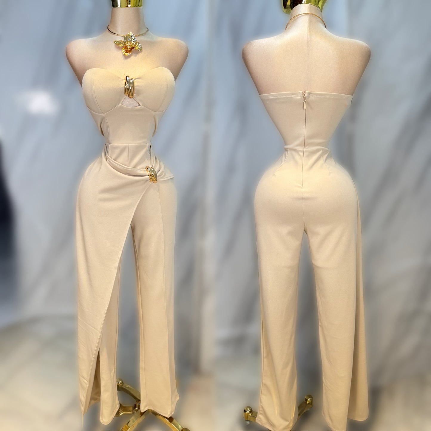 Palazzo beige broches dorados 🤍