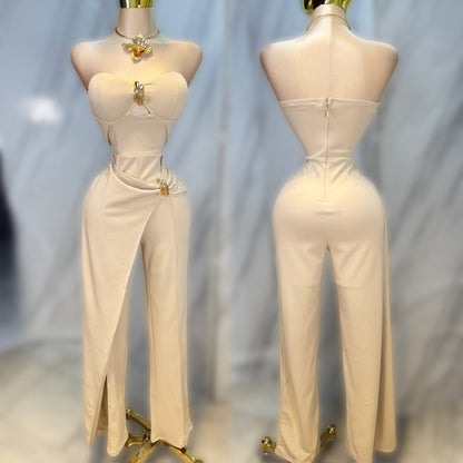 Palazzo beige broches dorados 🤍