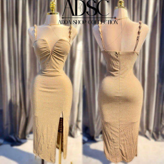Vestido beige brillos 🌟