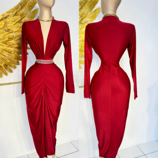 Vestido licra cereza/tinto 🍒
