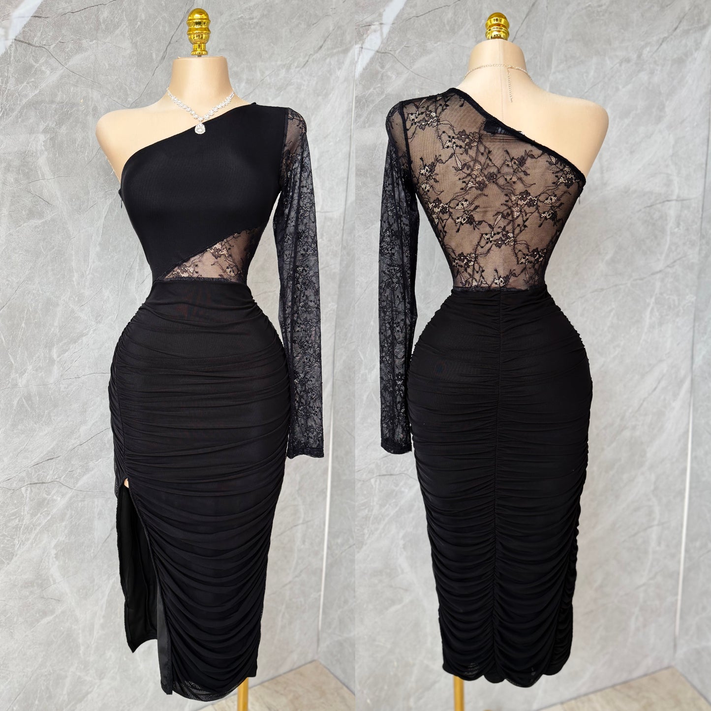 Vestido negro encaje mesh 🖤