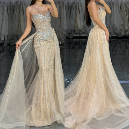 Vestido beige/plateado pedrería ✨