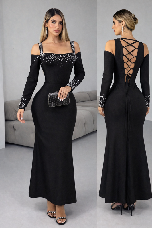 Vestido negro bandage pedrería 🖤