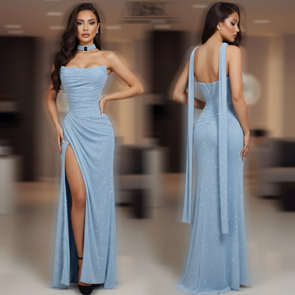 Vestido azul pedrería corset 💎