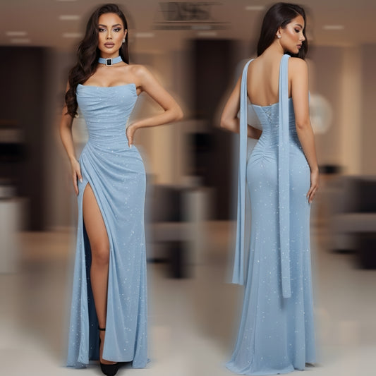 Vestido azul pedrería corset 💎