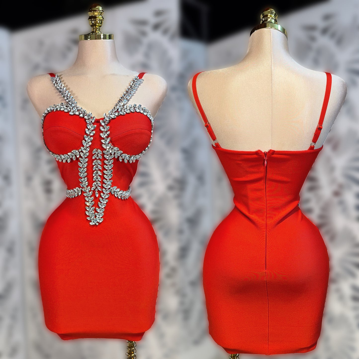 Vestido rojo bandage pedrería ❤️‍🔥