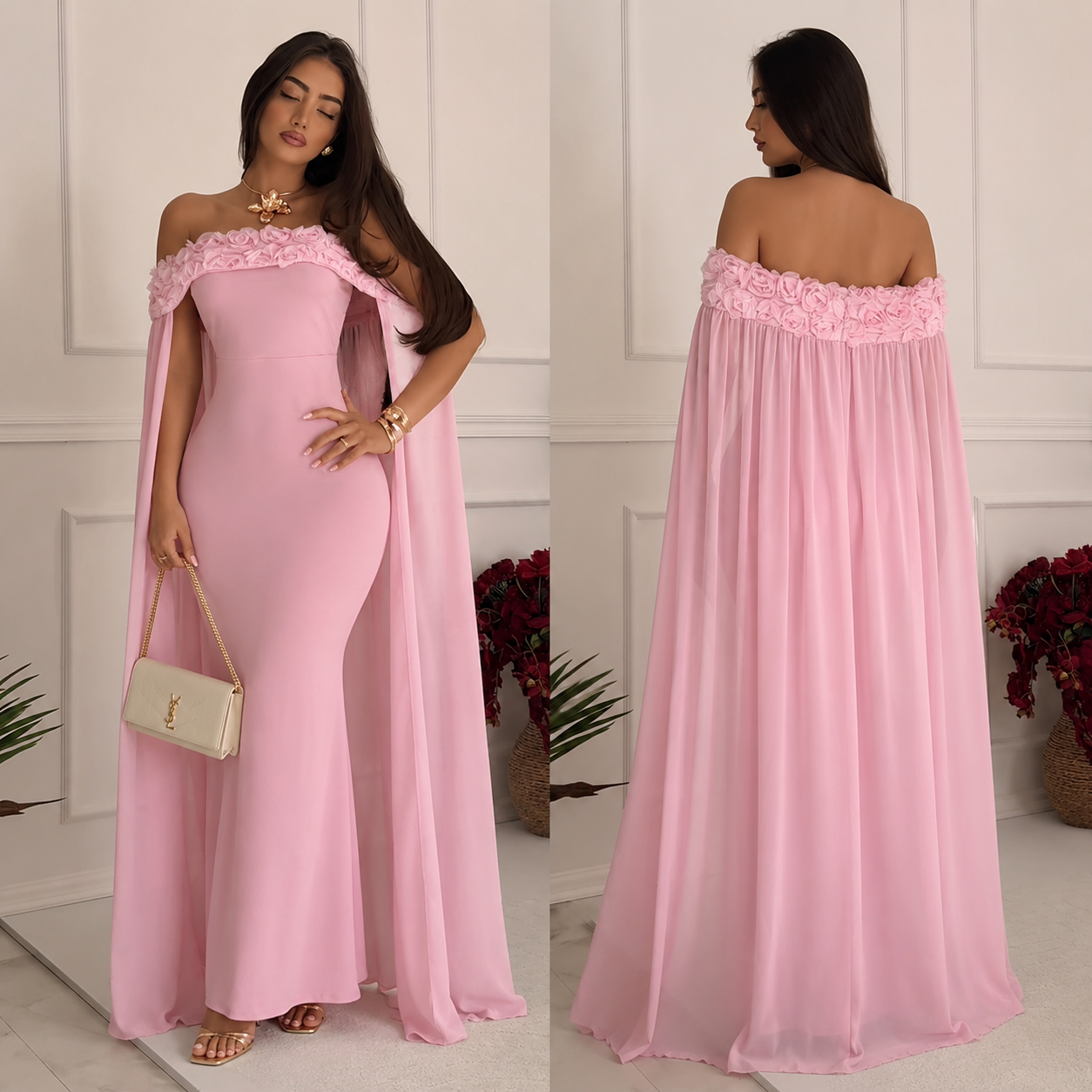 Vestido rosa capa 🩷