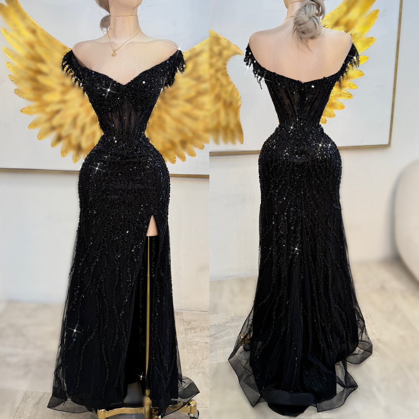 Vestido negro lentejuelas