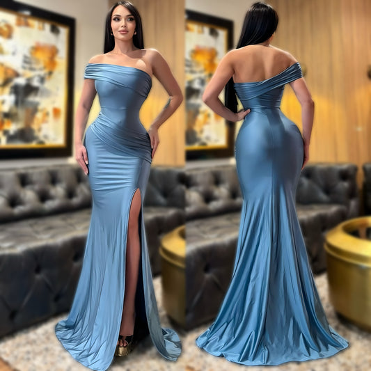 Vestido azul licra satinada 🩵