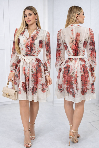 Vestido blanco y rojo pedrería 🌹✨