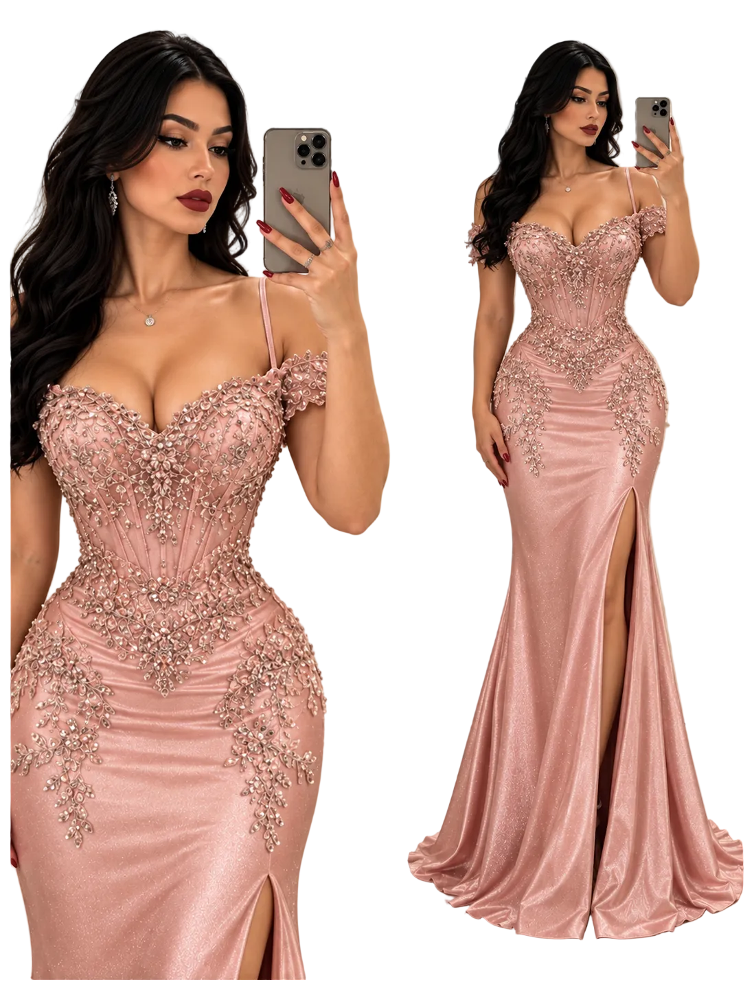 Vestido rosa pedrería corset 🩷