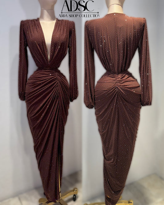 Vestido café pedrería 🤎
