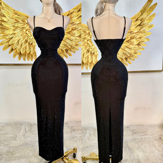 Maxi vestido negro pedrería 🖤