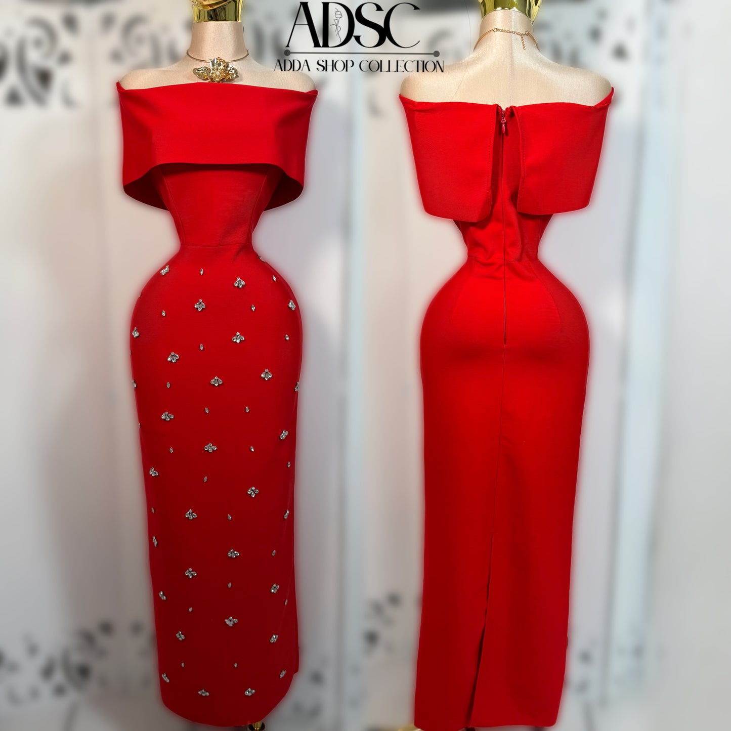 Vestido rojo bandage pedrería ❤️‍🔥