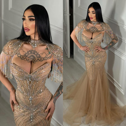 Vestido beige pedrería ✨