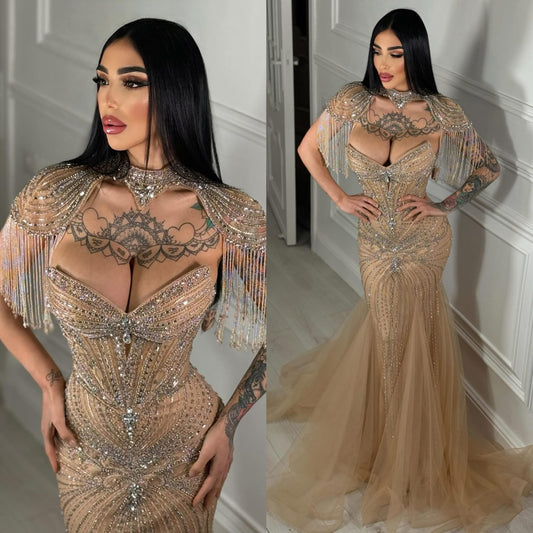 Vestido beige pedrería ✨