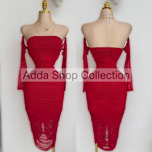 Vestido rojo perlas ❤️