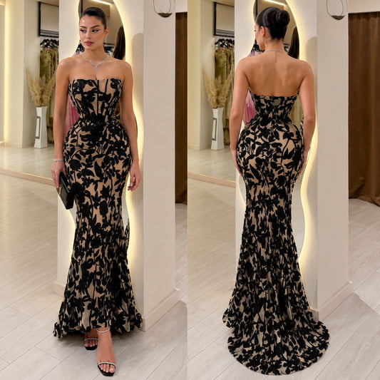 Vestido beige y negro lentejuelas ✨🖤