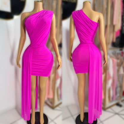 Vestido fucsia asimétrico 🩷