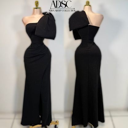 Vestido negro moño glitter ✨