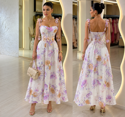 Vestido blanco flores y pedrería 🌷