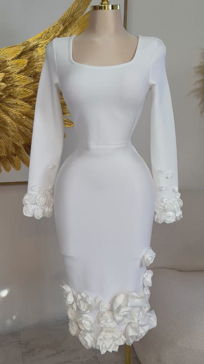 Vestido blanco bandage flores 3D 🪽🌸
